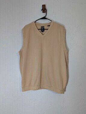 Mens Pebble Beach Pima Cotton Tan Golf Pullover Vest Lightweight Breathable